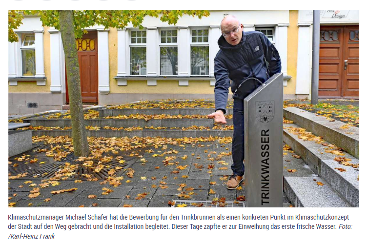 Inbetriebnahme des Trinkbrunnen in der Stadestraße in Suhl