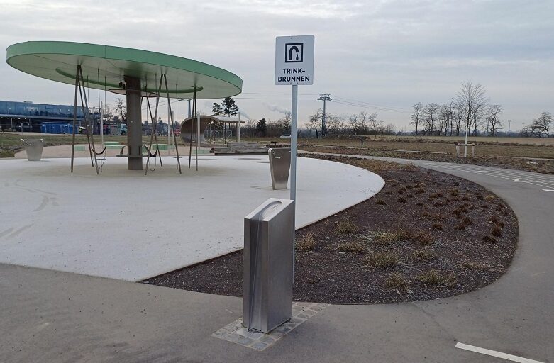Edelstahl Trinkwasserbrunnen BUGA Musikspielplatz Mannheim